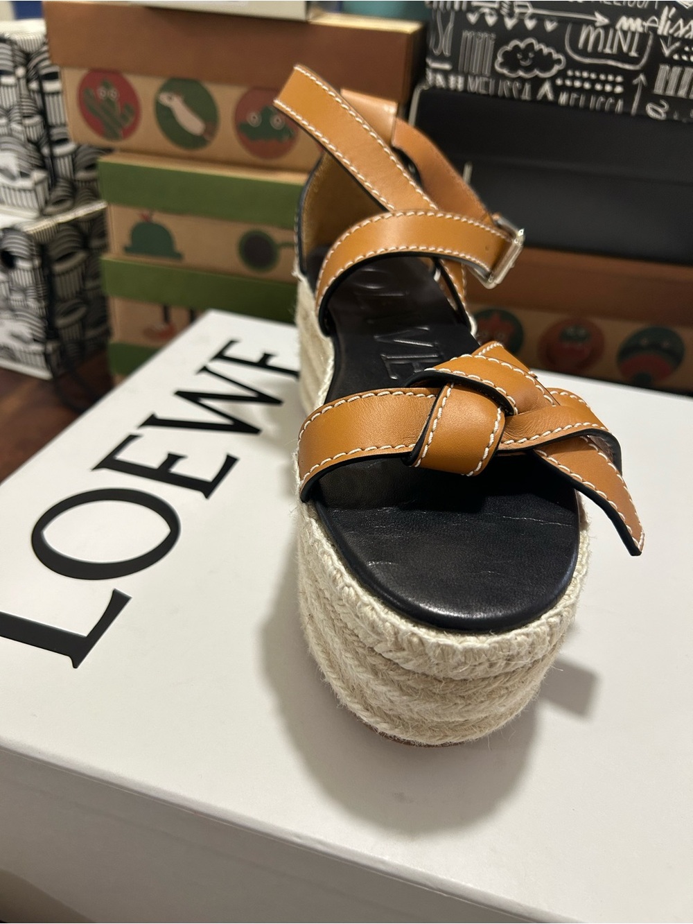 Loewe Leather Gate Wedge Espadrille Sandals new with tag and box Authentic